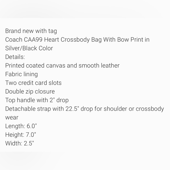 Coach Heart Crossbody Bag With Bow Print - Picture 14 of 14